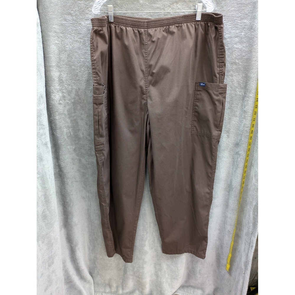 Women's Scrub Pants Elastic Waist Brown Pockets Casual‎ READ